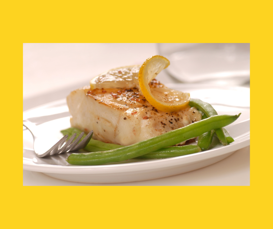 Baked Cod with green beans.